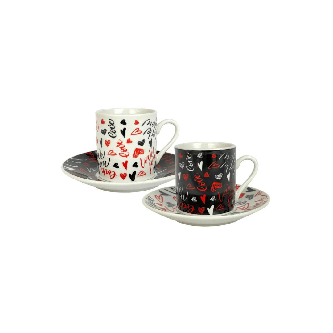 Jogo 6 Xicaras para Café com Pires Porcelana 80ml Sortido - Image 2