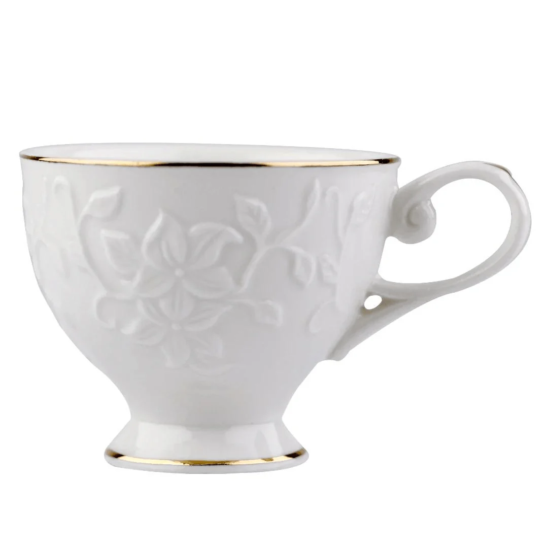 Jogo 6 Xícaras para Café com Pires Scarlet New Bone Branco com Borda Dourada 90ml - Image 3