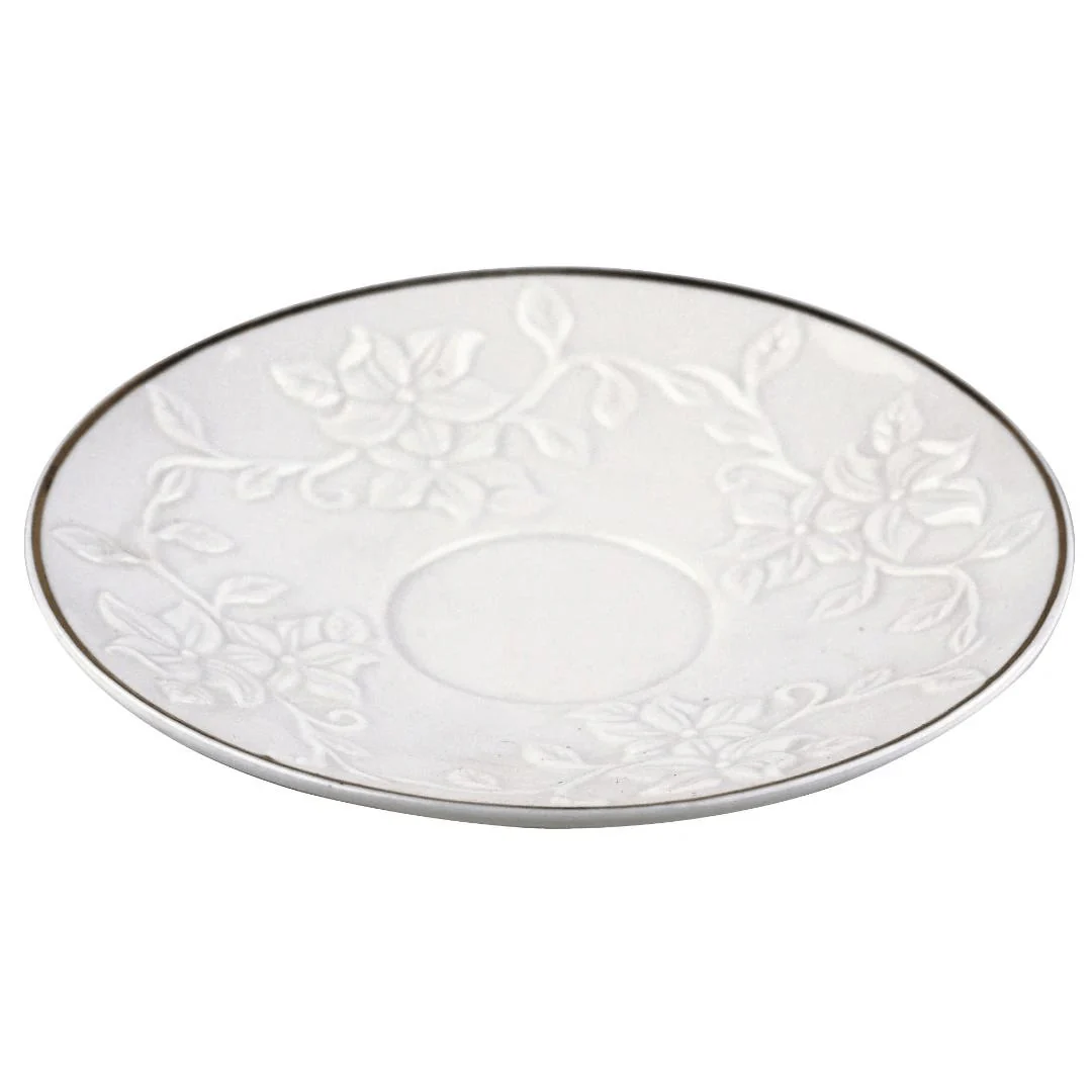 Jogo 6 Xícaras para Café com Pires Scarlet New Bone Branco com Borda Dourada 90ml - Image 4
