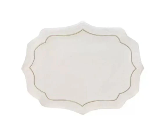 Conjunto de Jogo Americano Algodao Bordado Branco e Bege 47x37cm - 2 Peças - Image 5