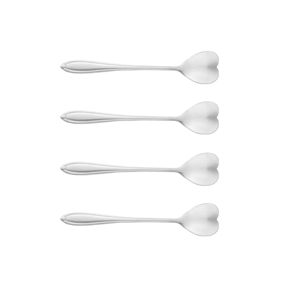 Jogo de 4 Colheres Aço Inox para Chá Heart Coração Prateada 12,7 cm - Image 5