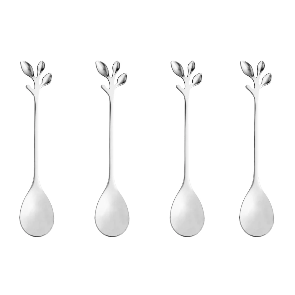 Jogo de 4 Colheres Aço Inox Para Chá Leaves Folhas - Image 3