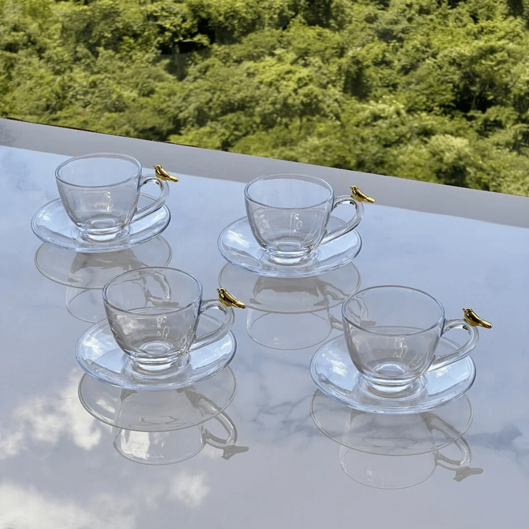Jogo de 4 Xícaras de Café com Pires Golden Bird 80ml - Image 2