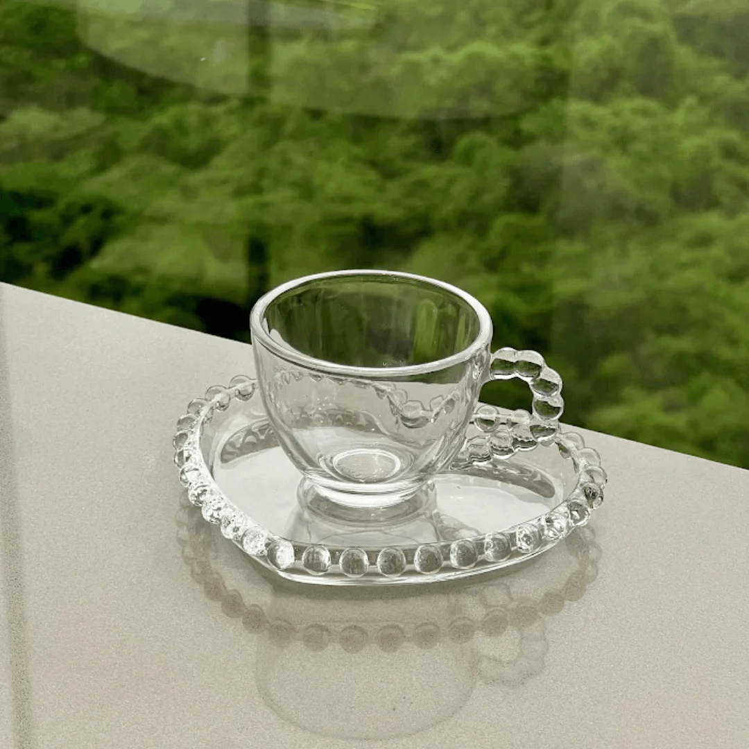 Jogo de Xícaras de Café Cristal Com Pires Coração Pearl 4 Peças - 85ml - Image 2