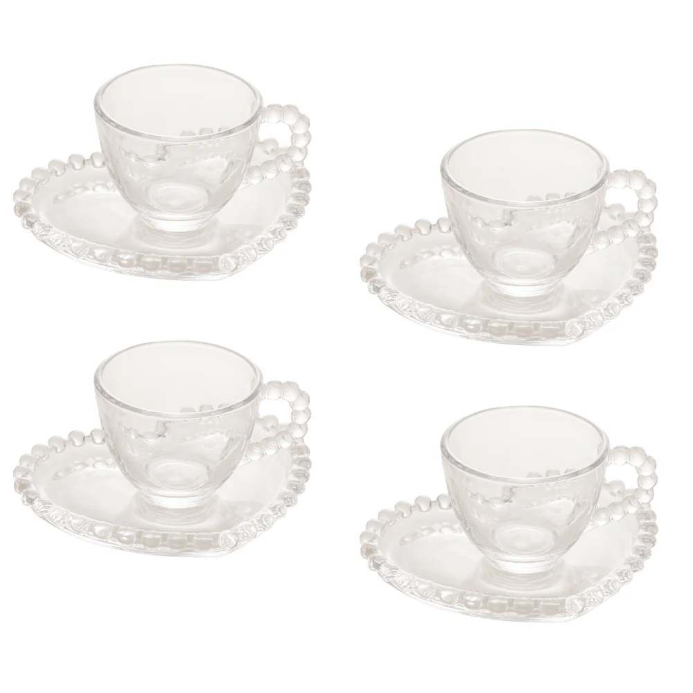 Jogo de Xícaras de Café Cristal Com Pires Coração Pearl 4 Peças - 85ml - Image 9