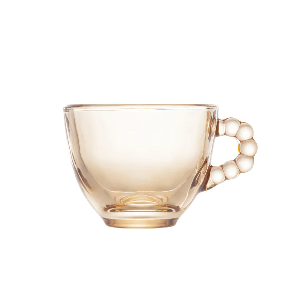Jogo de Xícaras de Café Cristal Com Pires Pearl Âmbar 4 Peças - 80ml - Image 6