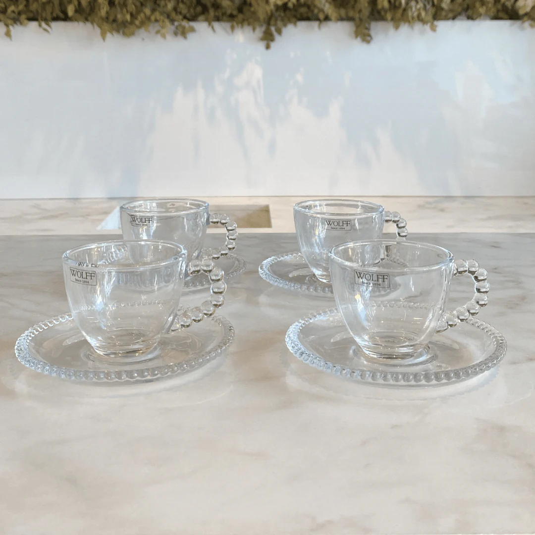 Jogo de Xícaras de Café Cristal Com Pires Pearl Bolinha 4 Peças - 80ml - Image 11