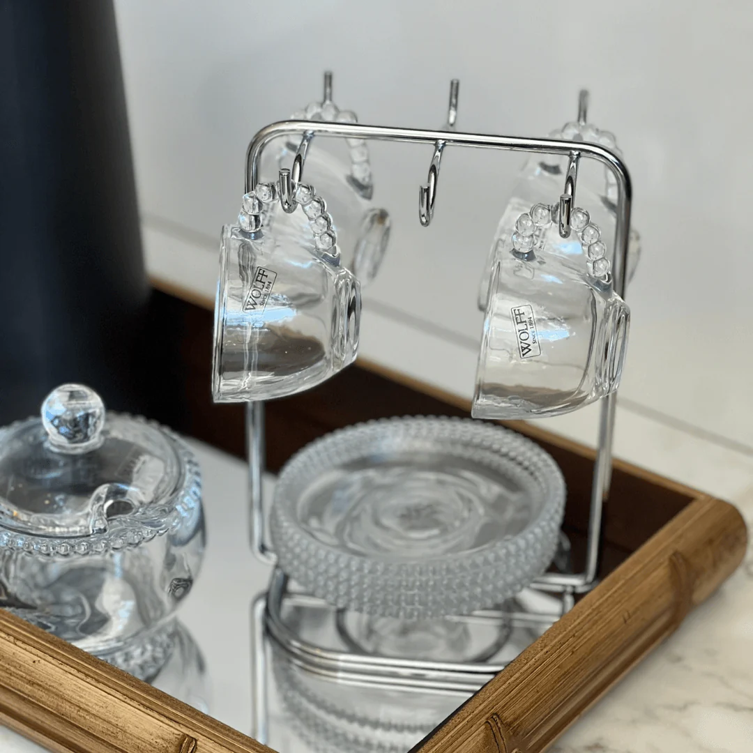 Jogo de Xícaras de Café Cristal Com Pires Pearl Bolinha 4 Peças - 80ml - Image 14