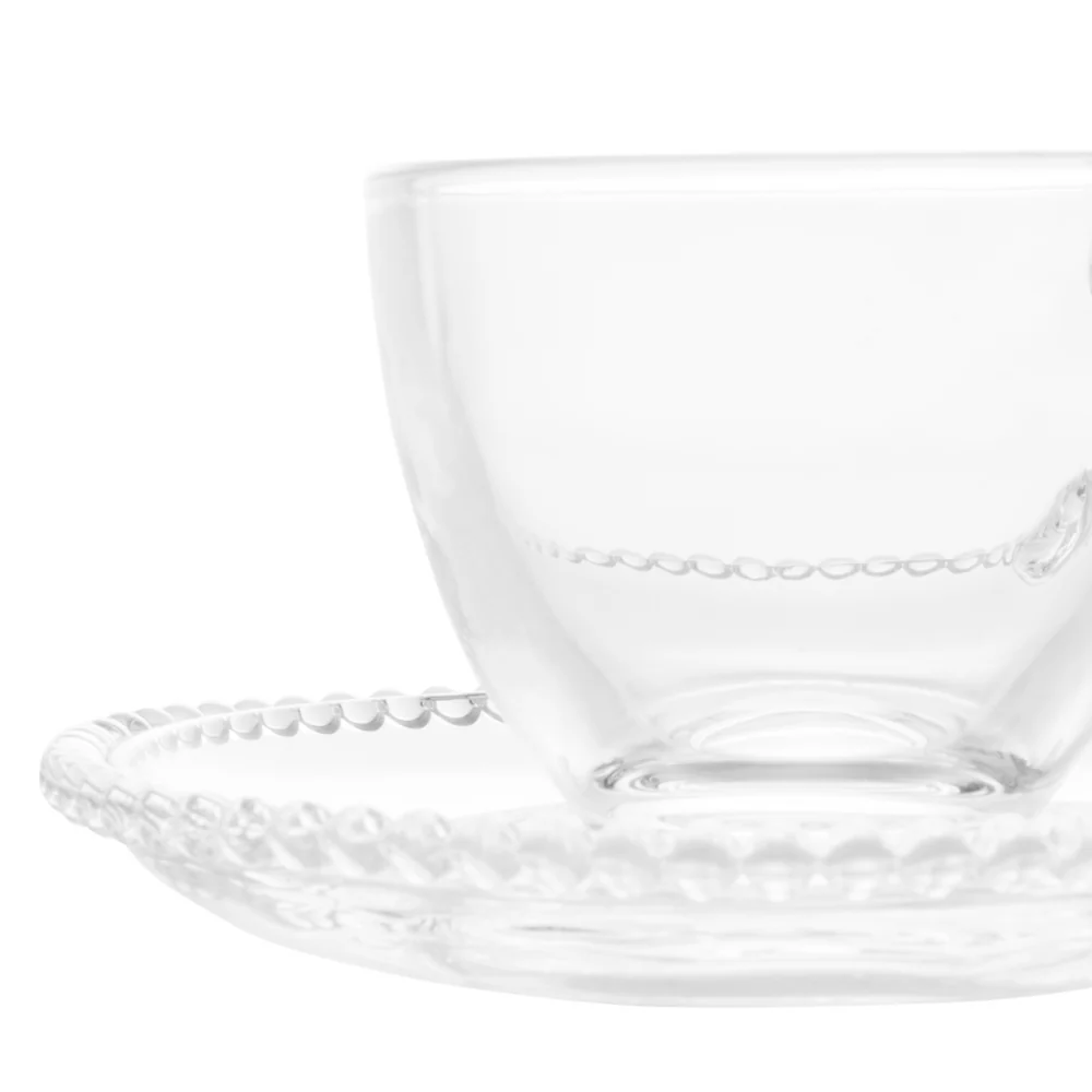 Jogo de Xícaras de Café Cristal Com Pires Pearl Bolinha 4 Peças - 80ml - Image 19