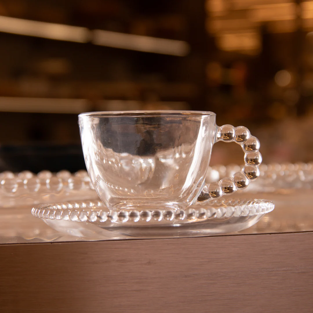 Jogo de Xícaras de Café Cristal Com Pires Pearl Bolinha 4 Peças - 80ml - Image 6