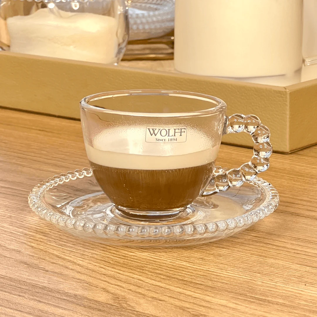 Jogo de Xícaras de Café Cristal Com Pires Pearl Bolinha 4 Peças - 80ml - Image 7