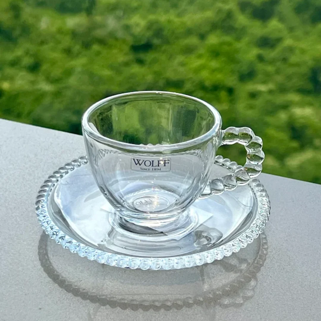 Jogo de Xícaras de Café Cristal Com Pires Pearl Bolinha 4 Peças - 80ml - Image 8