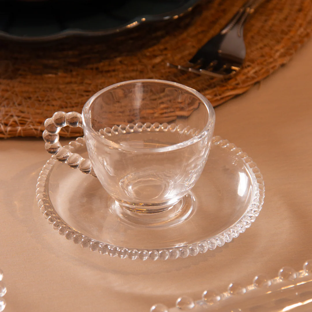 Jogo de Xícaras de Café Cristal Com Pires Pearl Bolinha 4 Peças - 80ml - Image 9