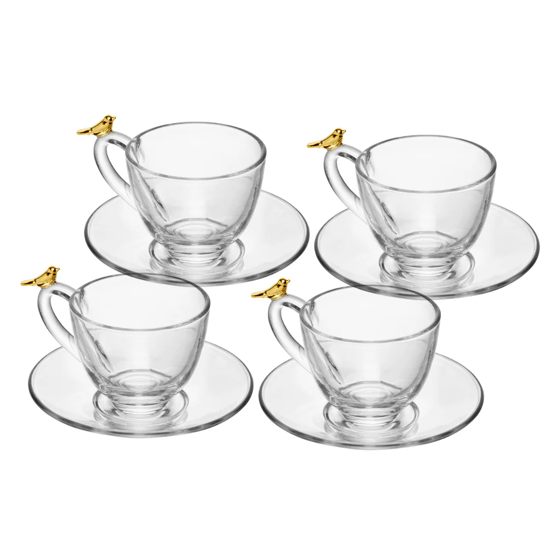 Jogo de 4 Xícaras de Chá com Pires Golden Bird - 180ml - Image 10