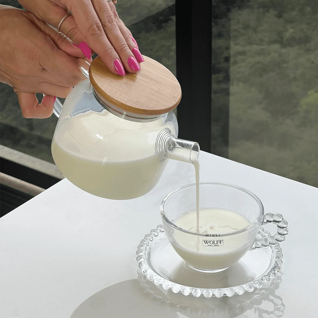 Jogo de 4 Xícaras de Chá Cristal de Chumbo com Pires Pearl Bolinha - 180ml - Image 5