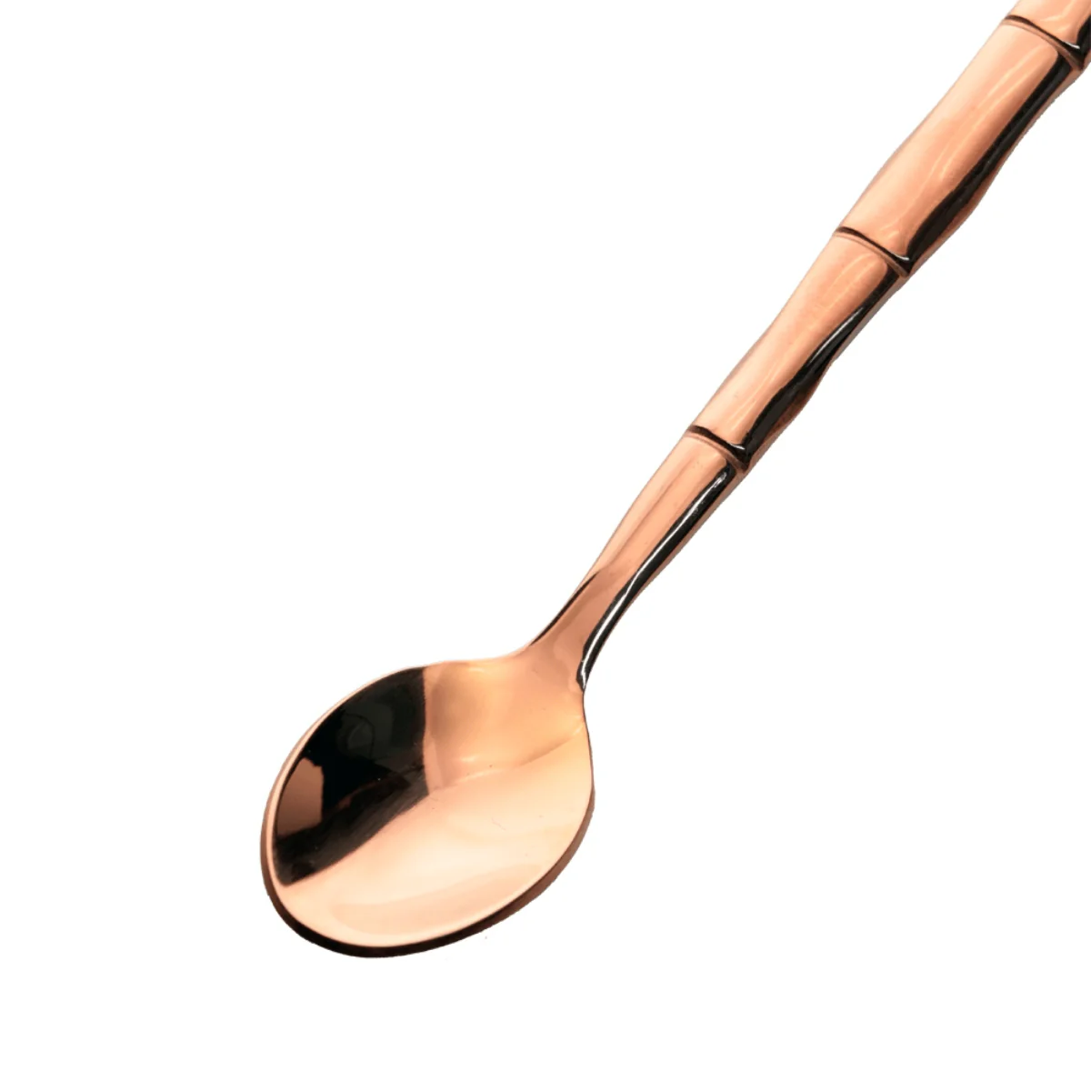 Jogo de Colheres para Café Steel Wood em Aço Inox com Cabo Estilo Bambu Rose Gold - 6 peças - Image 2