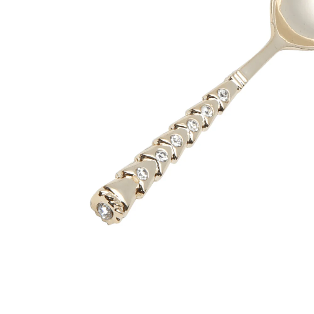 Jogo de 6 Colheres Sobremesa Zamac Spring Dourado com Pedra Luxo - Image 3