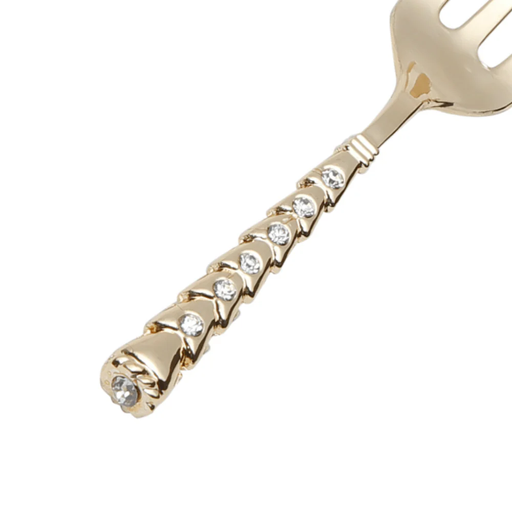 Jogo de 6 Garfos Sobremesa Zamac Spring Dourado com Pedra Luxo - 14,9 - Image 3