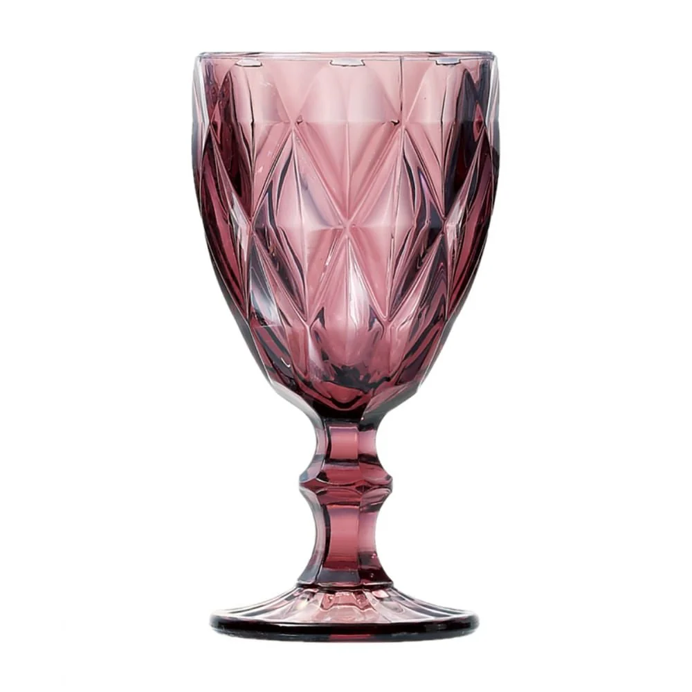 Jogo de 6 Taças de Água Diamond de Vidro Marsala 210ml - Image 2