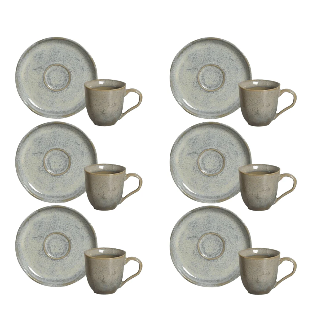 Jogo de 6 Xícaras de Café Bio Green Granite Stoneware 120ml - Image 3
