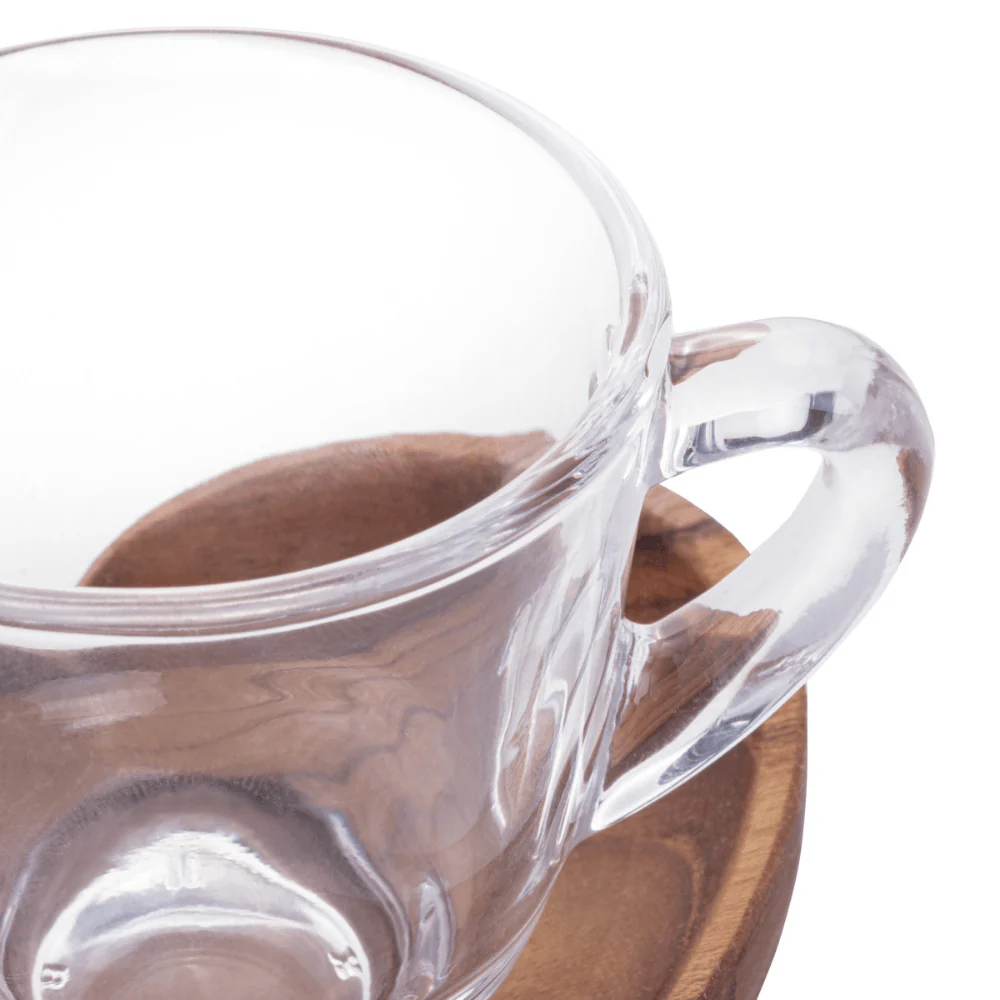 Jogo de Xícaras de Café com Pires de Coração Madeira Teca 75ml - 6 Peças - Image 6