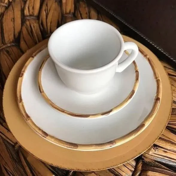 Jogo de 6 Xicaras para Café com Pires em Bambu Branco 100ml - Image 2