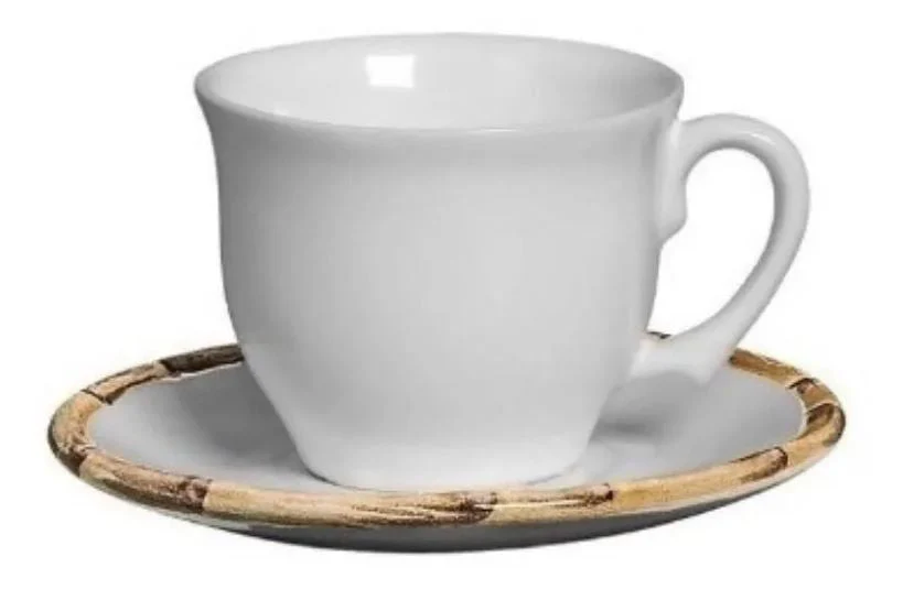 Jogo de 6 Xicaras para Café com Pires em Bambu Branco 100ml - Image 4