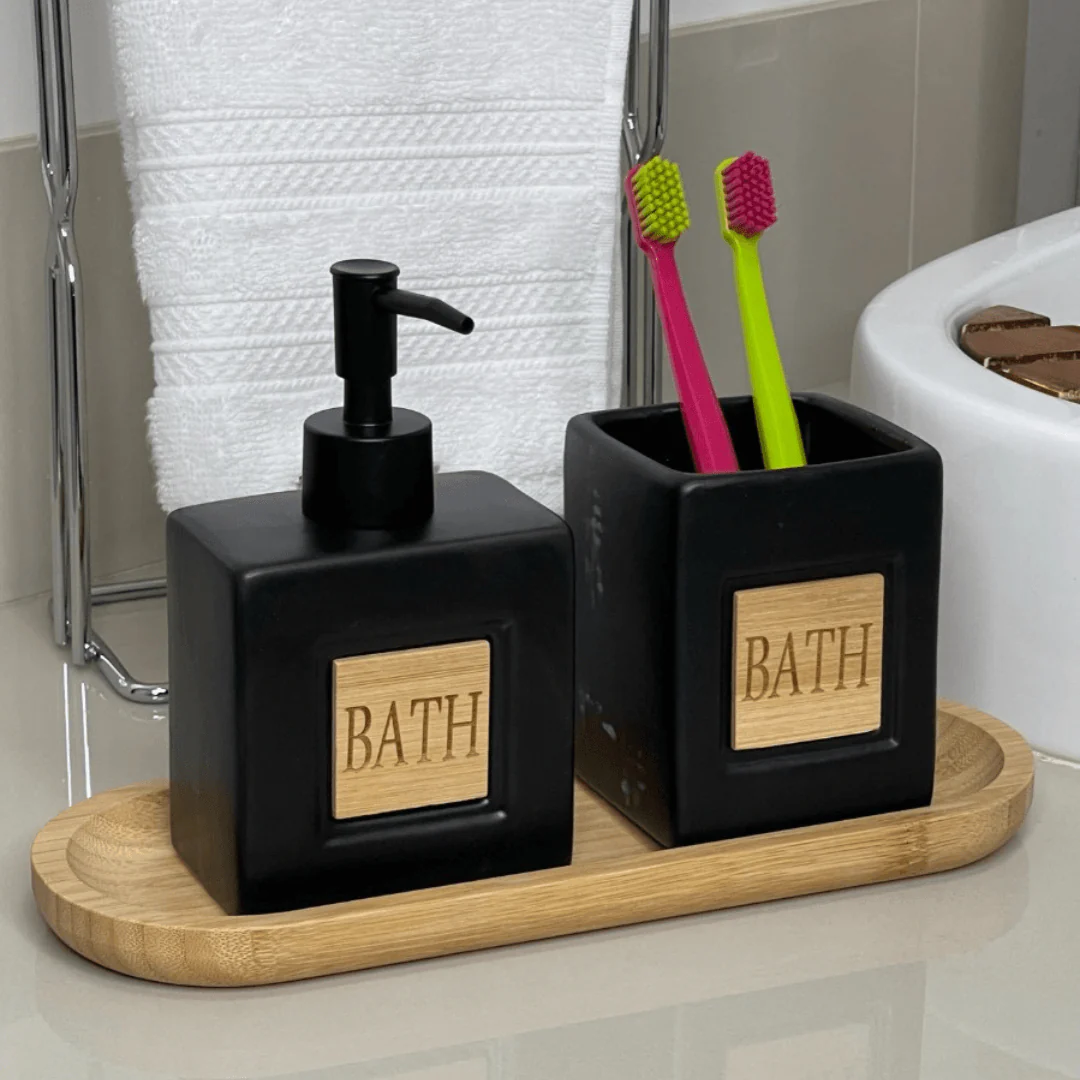 Jogo de Banheiro Bath Preto 2 Peças - Image 2