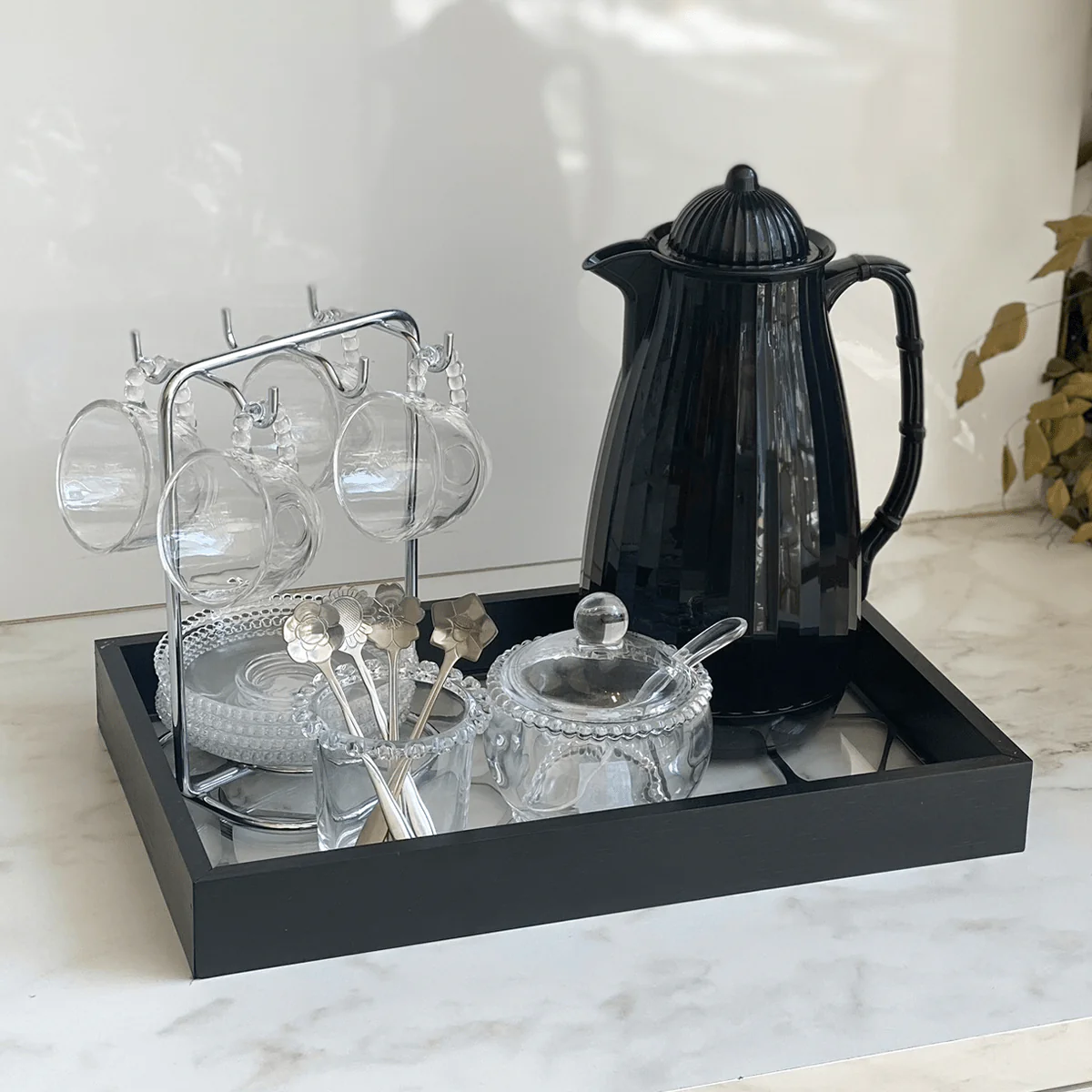 Garrafa Térmica de Plastico e Bambu Preto 1 Litro - Image 3