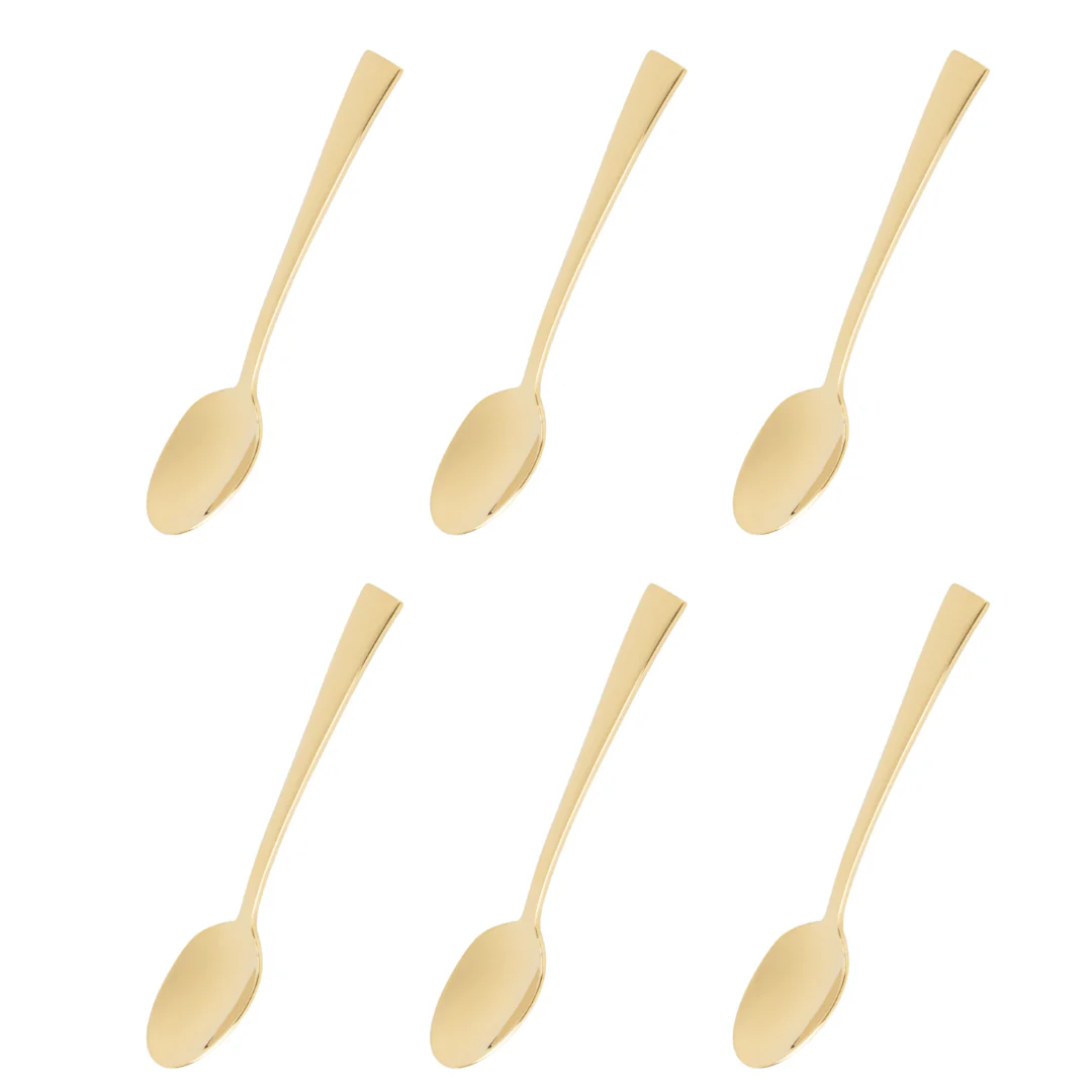 Jogo de Colheres para Café Aço Inox Berna Dourado 6 Peças - Image 3