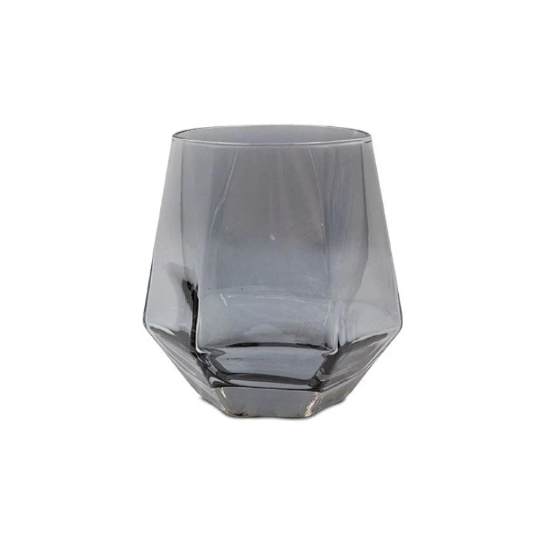 Jogo de Copos de Vidro Hexagonal Fumê Ônix 6 peças 350ml