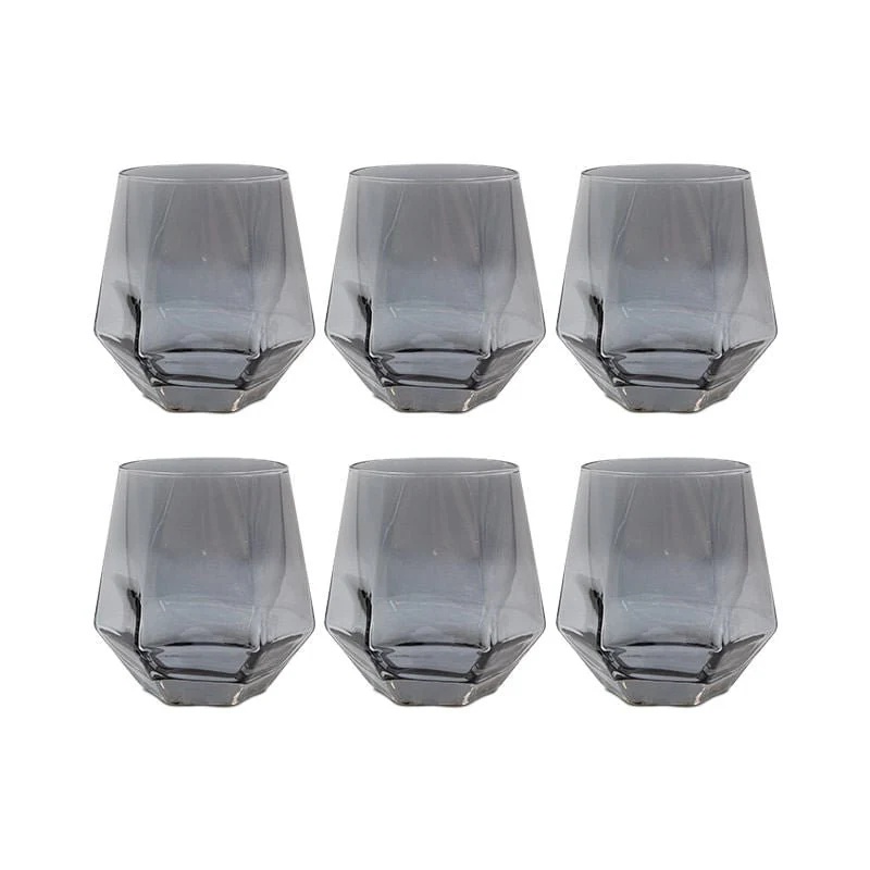 Jogo de Copos de Vidro Hexagonal Fumê Ônix 6 peças 350ml - Image 2