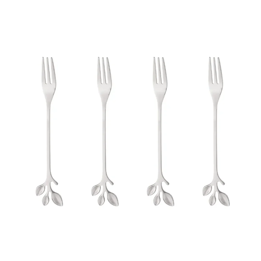 Jogo de Garfos para Aperitivo em Aço Inox Leaves 4 Peças - Image 2