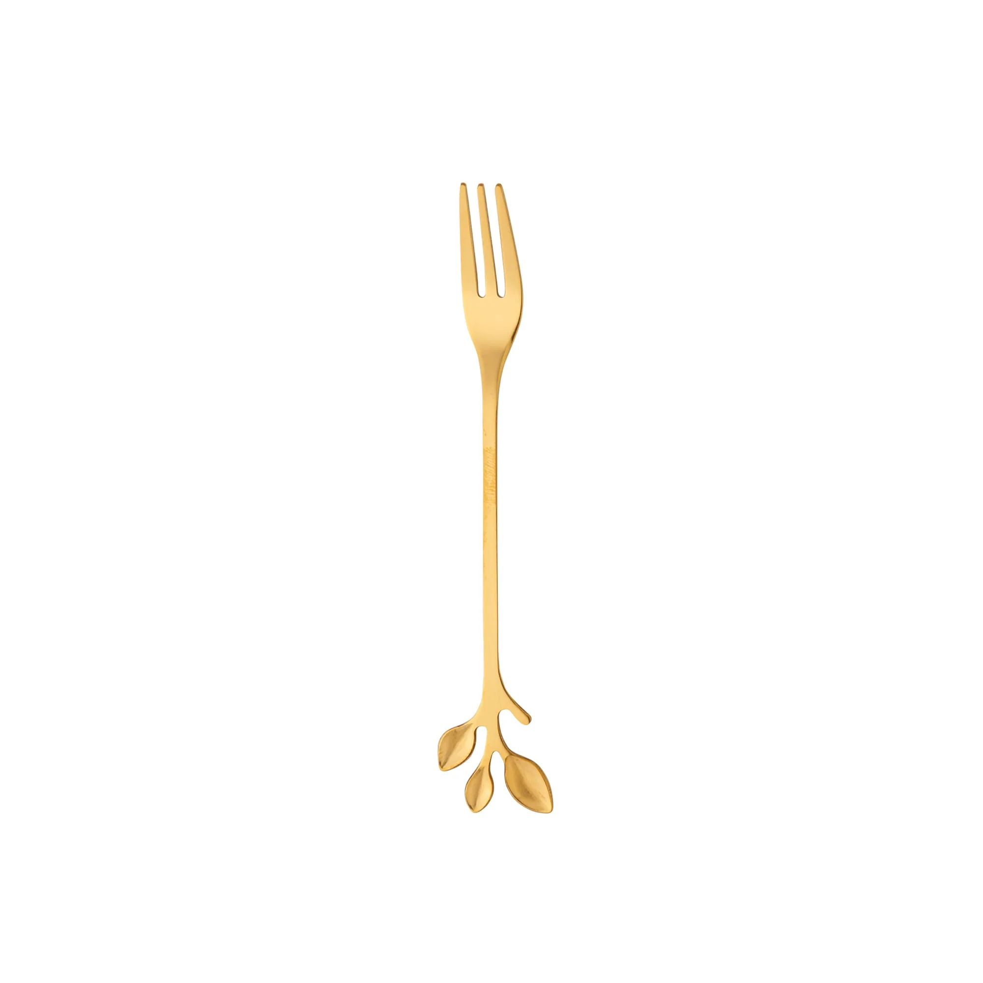 Jogo de Garfos para Aperitivo em Aço Inox Leaves Dourado 4 Peças