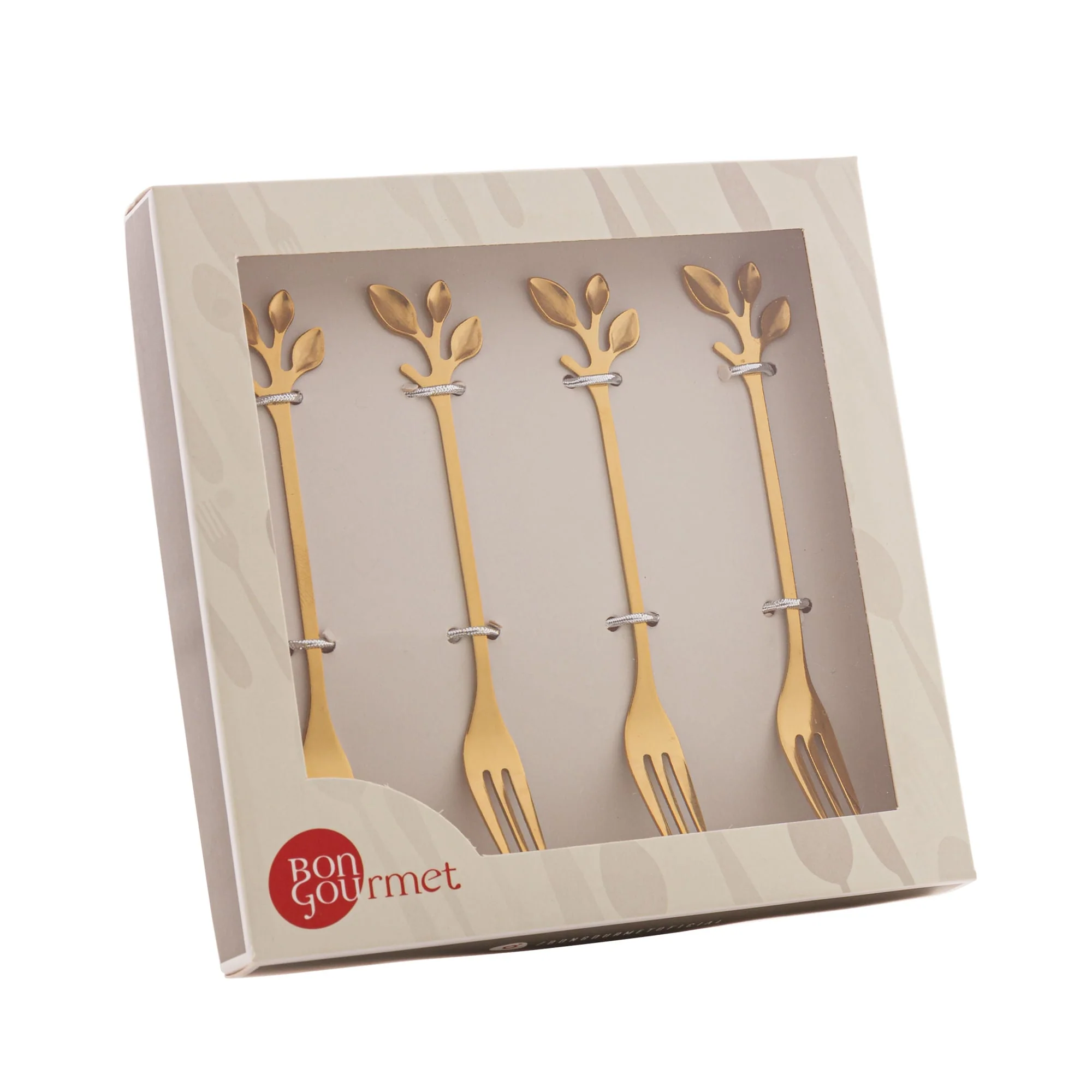 Jogo de Garfos para Aperitivo em Aço Inox Leaves Dourado 4 Peças - Image 7