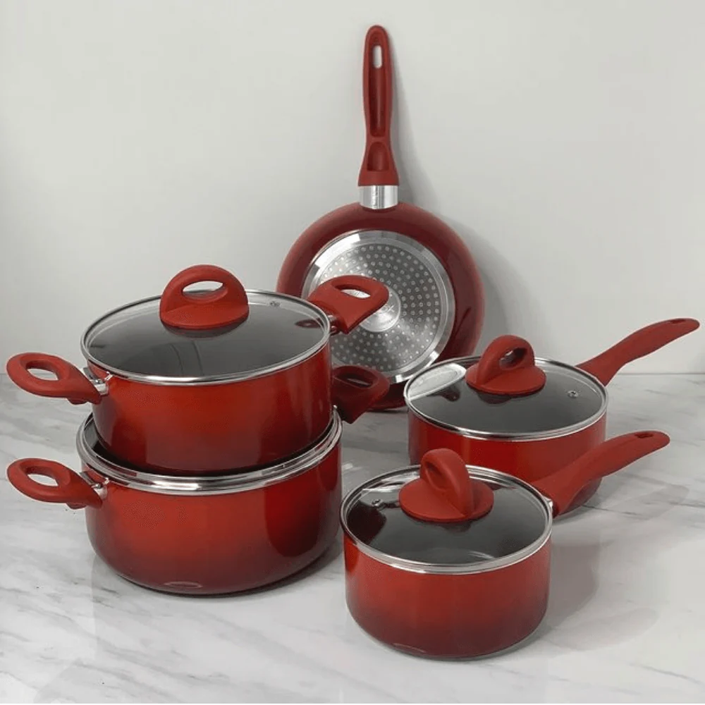Jogo de Panelas 5 peças Com Revestimento Vitro-Cerâmico Degradê Vermelho Ceramic Magnólia - Image 2