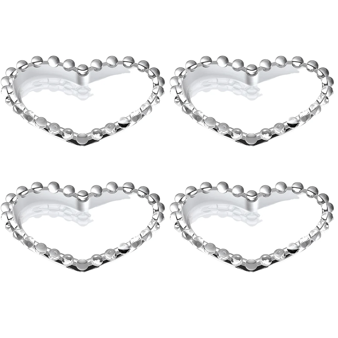 Jogo de Petisqueira Coração Cristal Pearl 4 Peças
