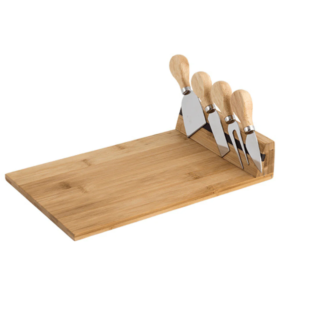 Jogo de Tábua de Queijo em Bambu com 4 Facas - Image 2