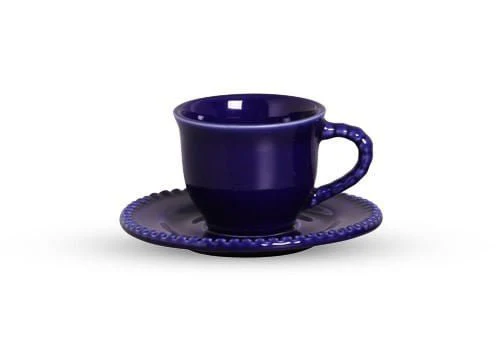 Jogo de Xícaras para Café com Pires Azul Royal Bolinhas - Image 2