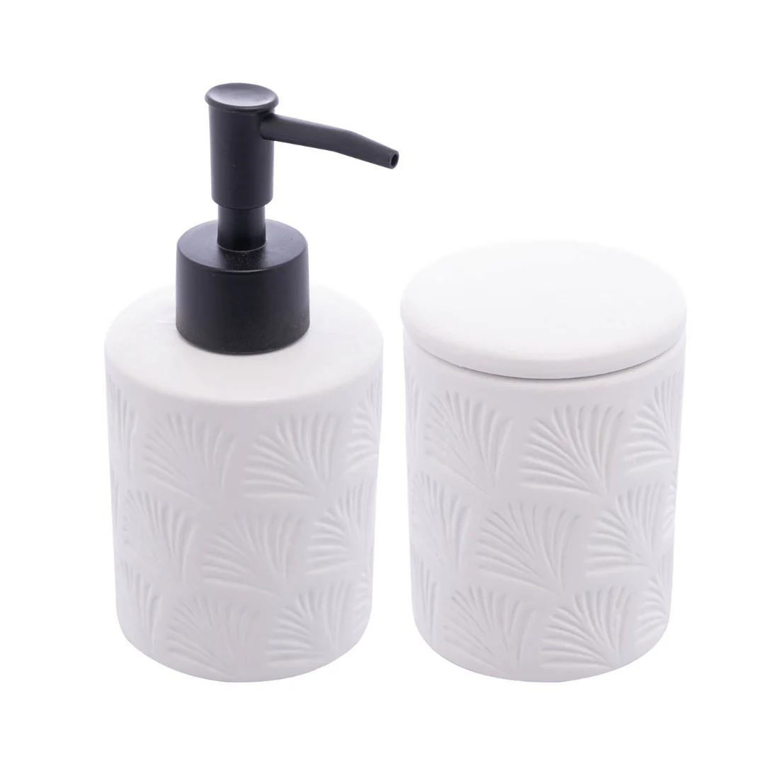 Jogo para Banheiro Leaf em Ceramica Branco 2 Peças - Image 2