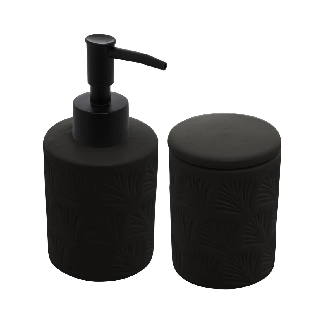 Jogo para Banheiro Leaf em Ceramica Preto 2 Peças - Image 6