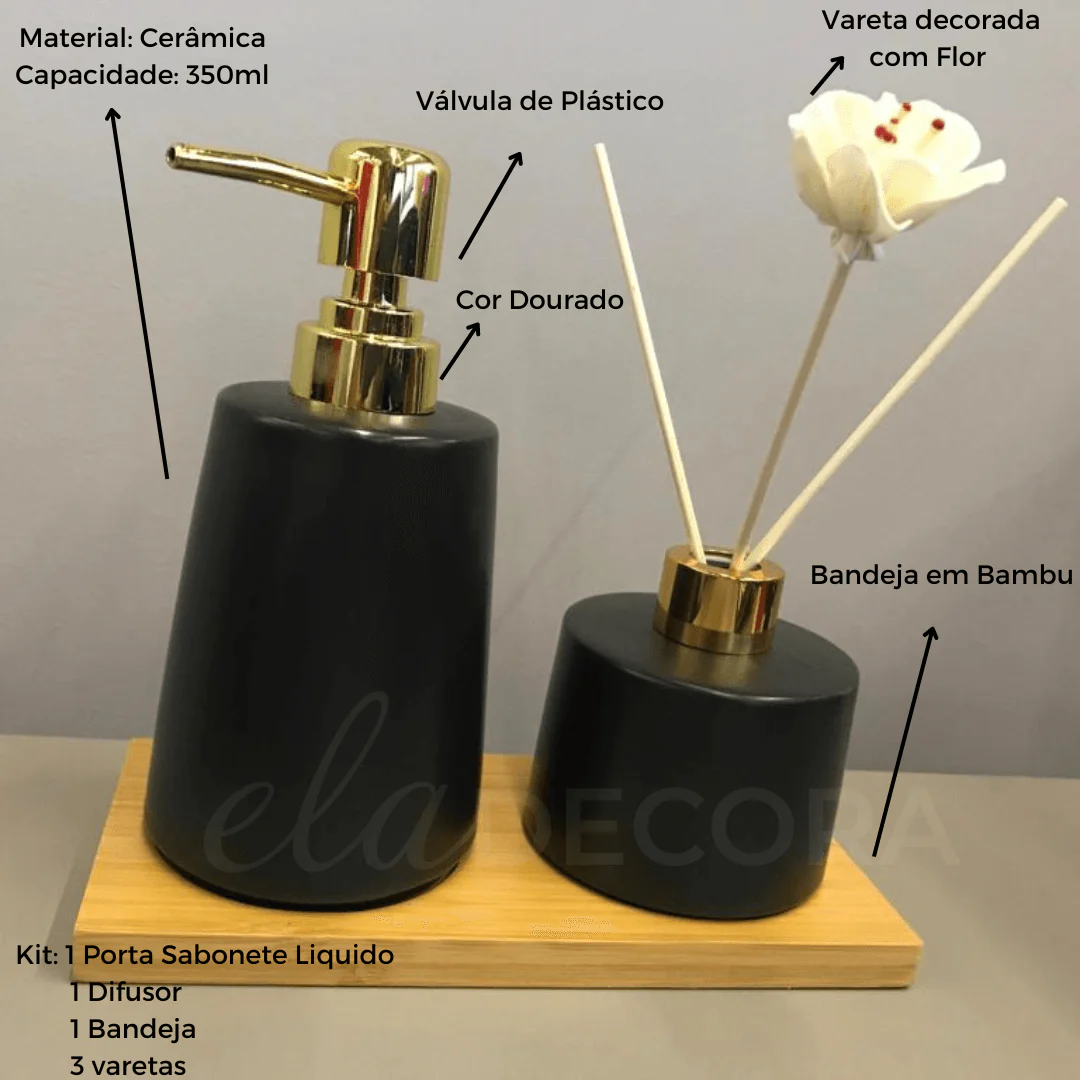 Jogo para Banheiro Preto 3 Peças - Image 4