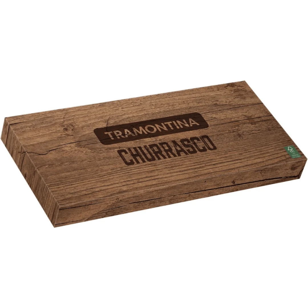 Jogo Trinchante para Churrasco Polywood Aço Inox e Cabo de Madeira Vermelho  3 Peças Tramontina - Image 4
