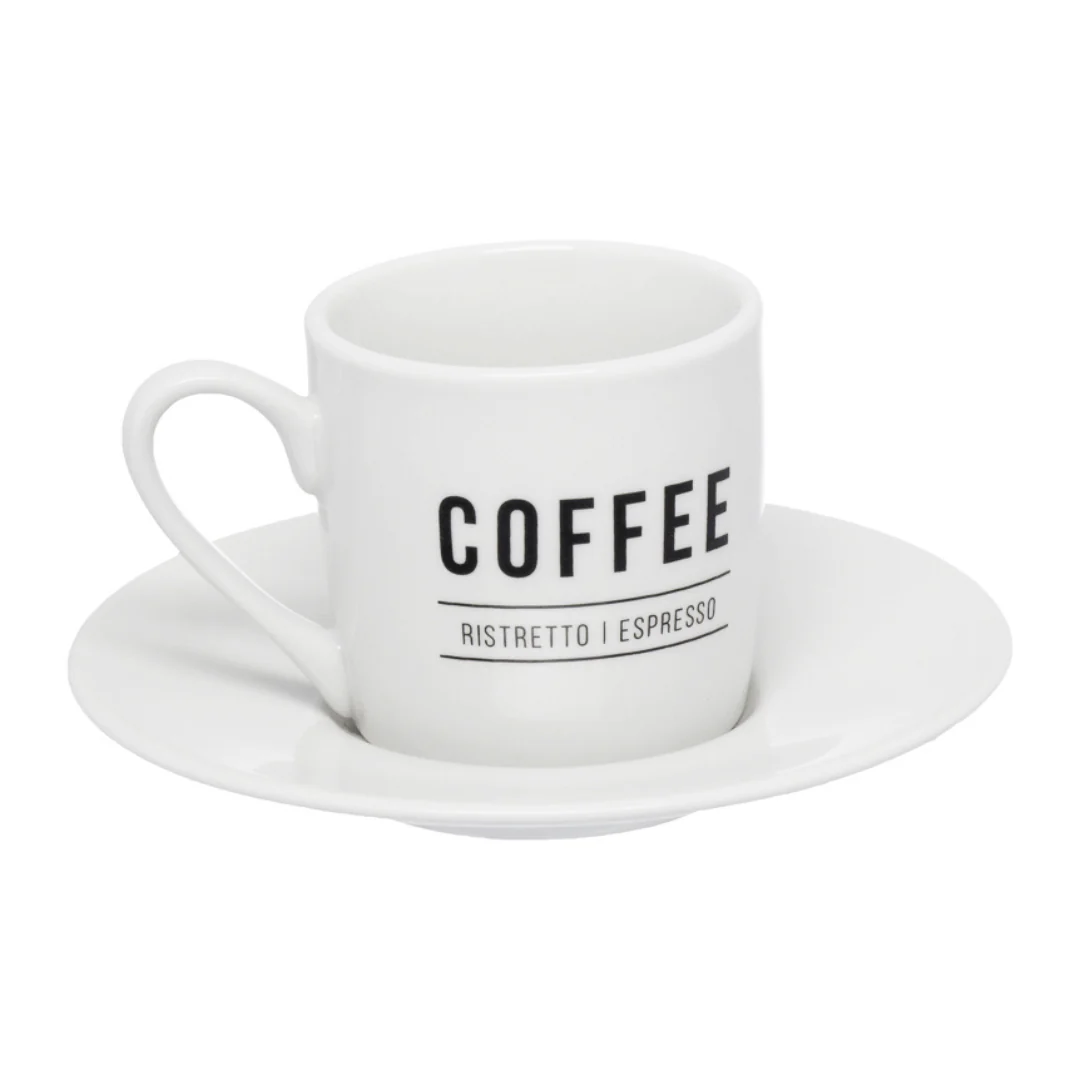 Jogo Xicara de Café com Pires em Porcelana Manhattan Branca 80ml 6 Peças - Image 2