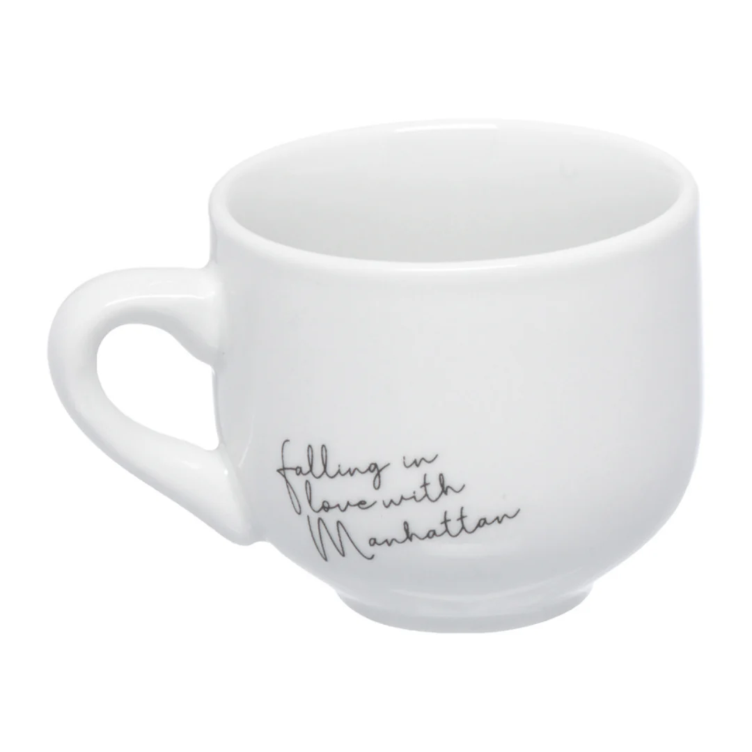 Jogo Xicara de Café com Pires em Porcelana Manhattan Branca 90ml 6 Peças - Image 3
