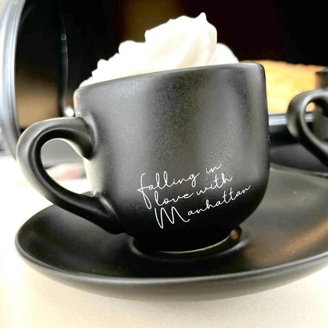 Jogo Xicara de Café com Pires em Porcelana Manhattan Preta 90ml 6 Peças - Image 4