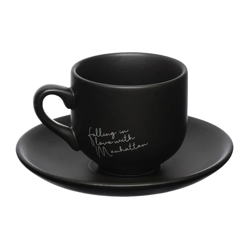 Jogo Xicara de Café com Pires em Porcelana Manhattan Preta 90ml 6 Peças - Image 7