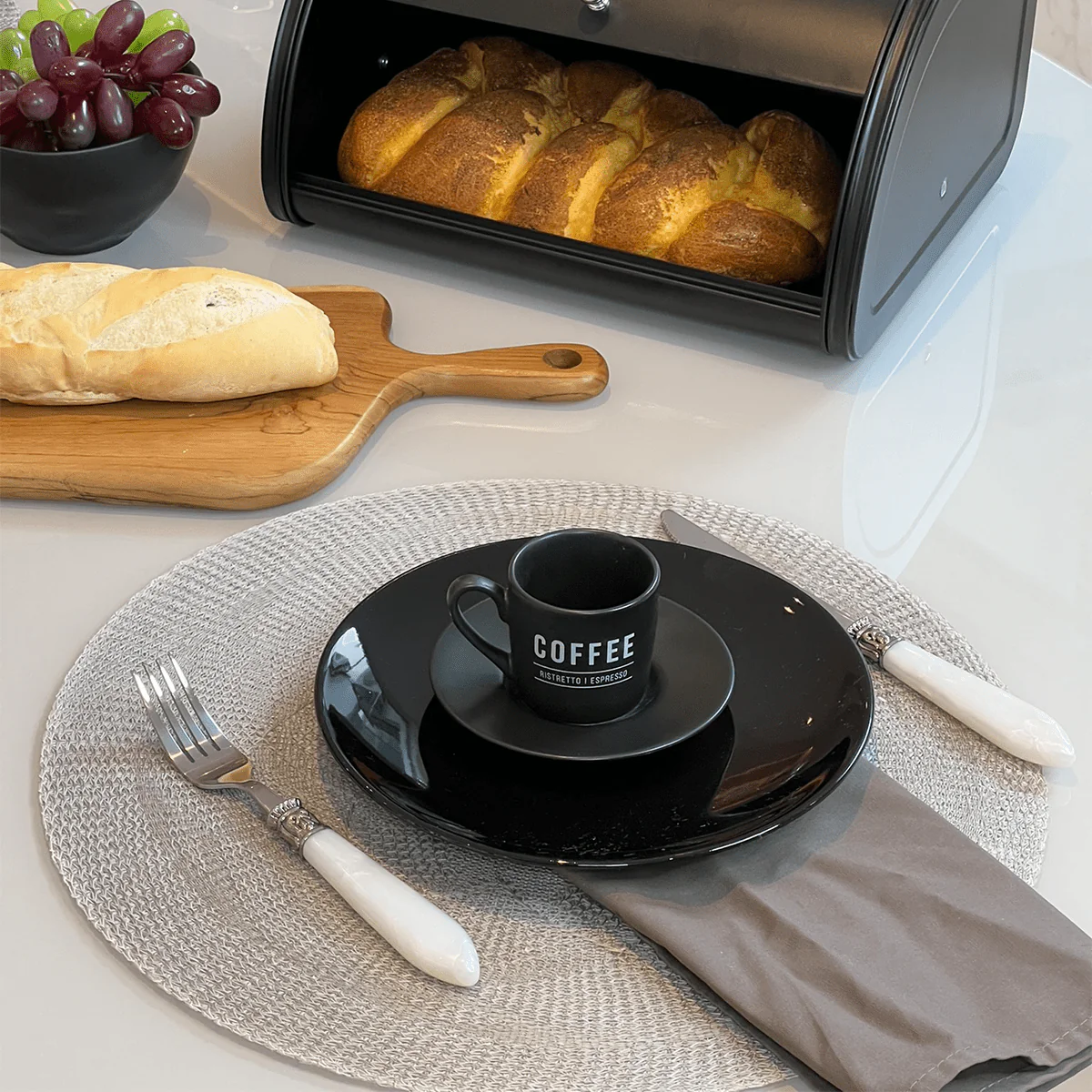 Jogo Xicara de Café com Pires Manhattan Preta 80ml 6 Peças - Image 3