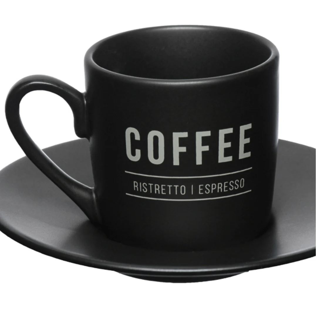 Jogo Xicara de Café com Pires Manhattan Preta 80ml 6 Peças - Image 5