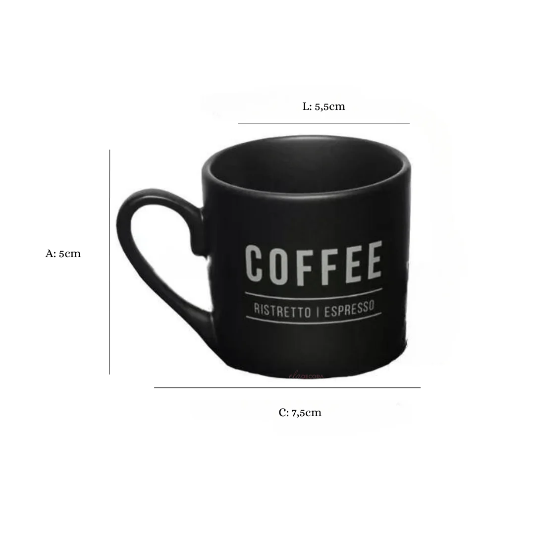 Jogo Xicara de Café com Pires Manhattan Preta 80ml 6 Peças - Image 6